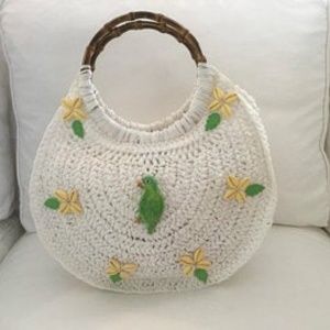 Green Bird bamboo handle handbag NWT